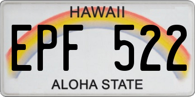 HI license plate EPF522
