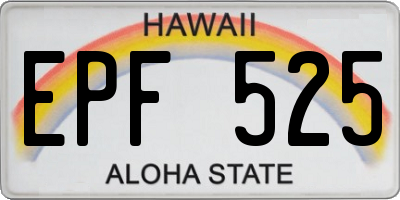 HI license plate EPF525