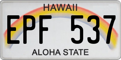 HI license plate EPF537