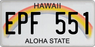 HI license plate EPF551