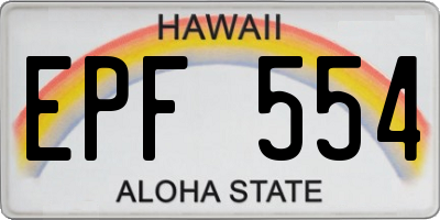 HI license plate EPF554
