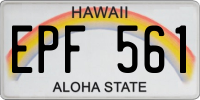HI license plate EPF561