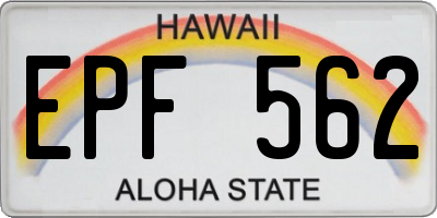 HI license plate EPF562