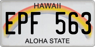 HI license plate EPF563