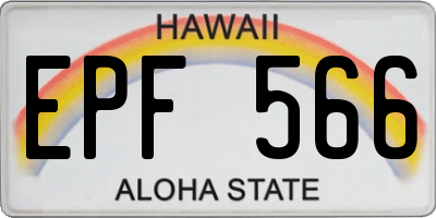 HI license plate EPF566
