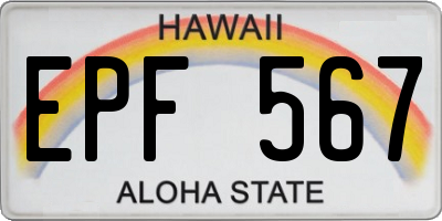 HI license plate EPF567