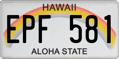 HI license plate EPF581
