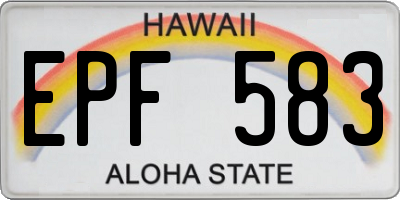 HI license plate EPF583
