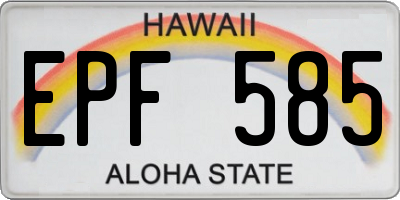HI license plate EPF585