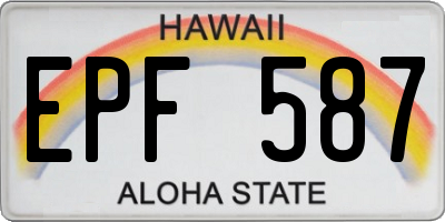HI license plate EPF587