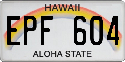 HI license plate EPF604