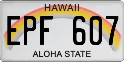 HI license plate EPF607