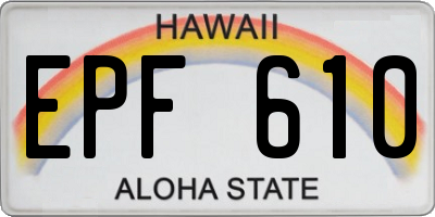 HI license plate EPF610