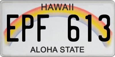 HI license plate EPF613