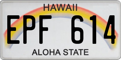 HI license plate EPF614