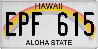 HI license plate EPF615
