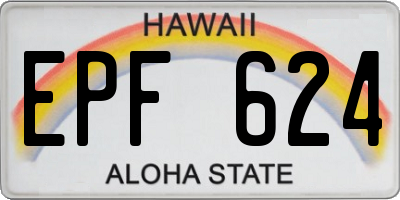 HI license plate EPF624