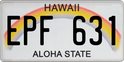 HI license plate EPF631