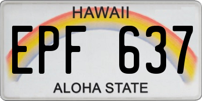 HI license plate EPF637