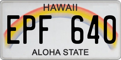 HI license plate EPF640