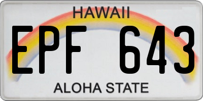 HI license plate EPF643