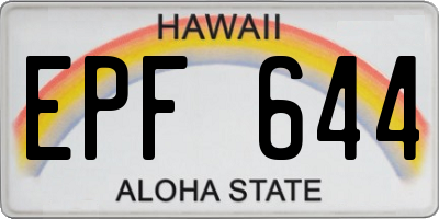 HI license plate EPF644