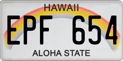HI license plate EPF654