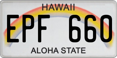 HI license plate EPF660