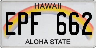 HI license plate EPF662