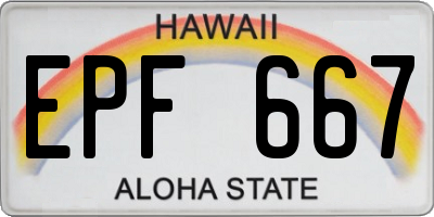 HI license plate EPF667