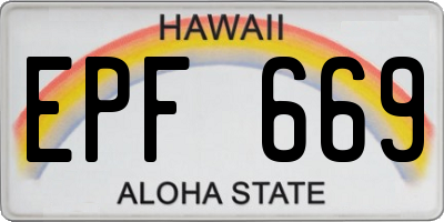 HI license plate EPF669