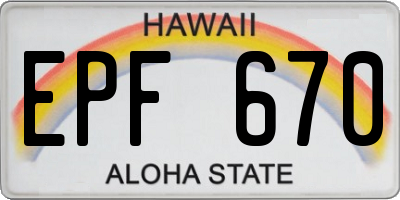 HI license plate EPF670