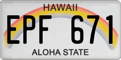 HI license plate EPF671