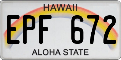 HI license plate EPF672