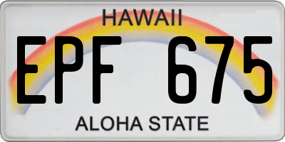 HI license plate EPF675
