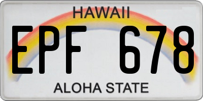 HI license plate EPF678