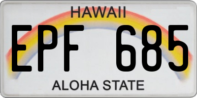 HI license plate EPF685