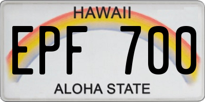 HI license plate EPF700