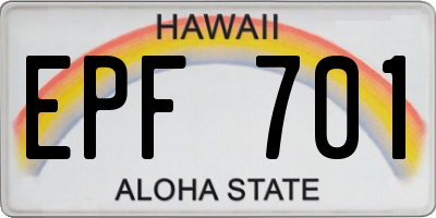 HI license plate EPF701