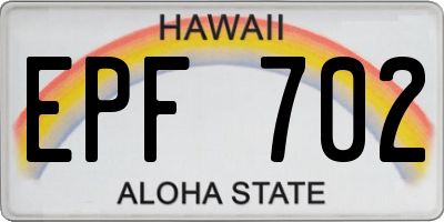 HI license plate EPF702