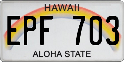 HI license plate EPF703