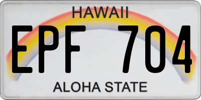 HI license plate EPF704