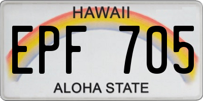 HI license plate EPF705