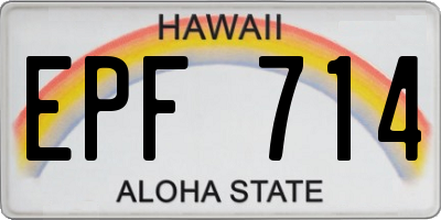 HI license plate EPF714