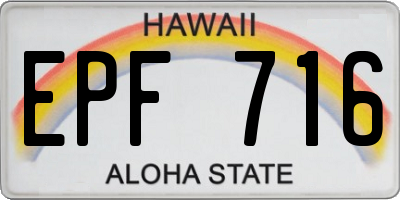 HI license plate EPF716
