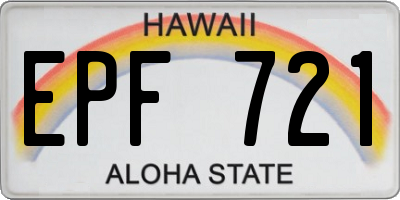 HI license plate EPF721