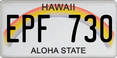 HI license plate EPF730