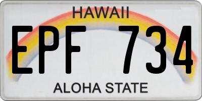 HI license plate EPF734