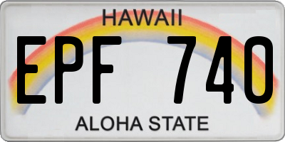 HI license plate EPF740
