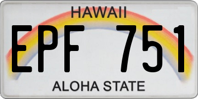 HI license plate EPF751
